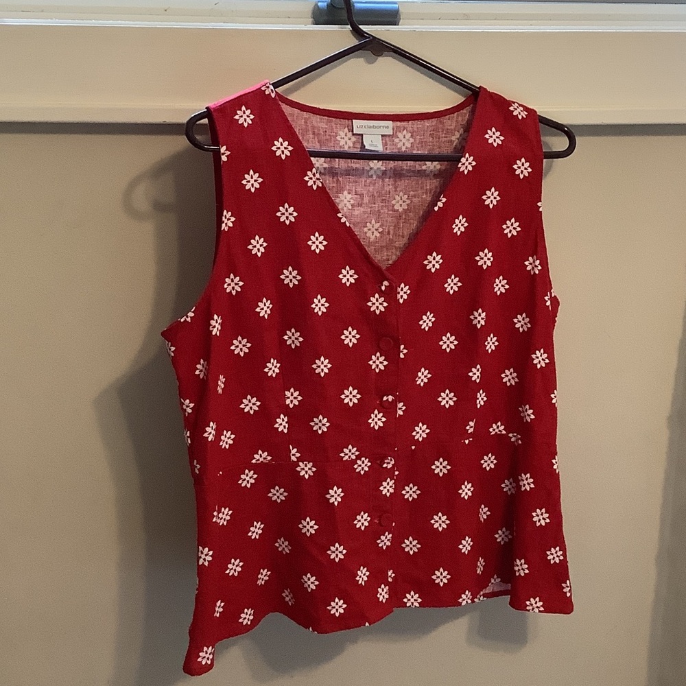 Liz Claiborne red peplum shirt.